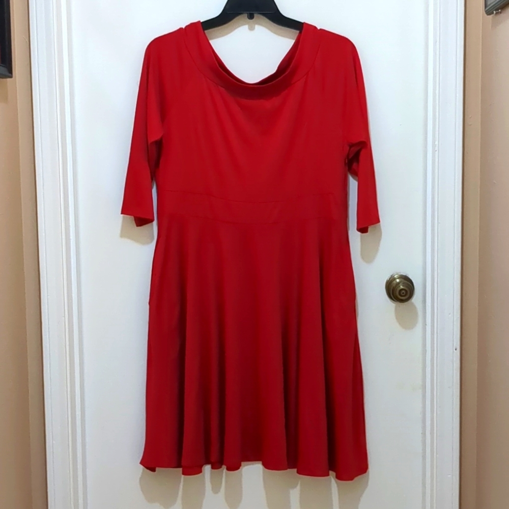 Oxiuly Fashion Half Sleeve Red Dress Size XXL New with No Tag